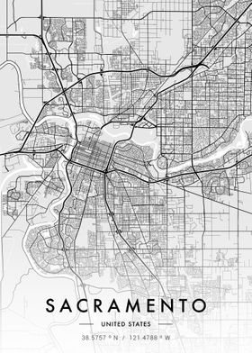 Sacramento City Map White