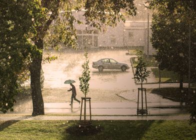 man car rain