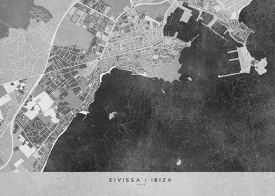 Gray map of Ibiza Spain
