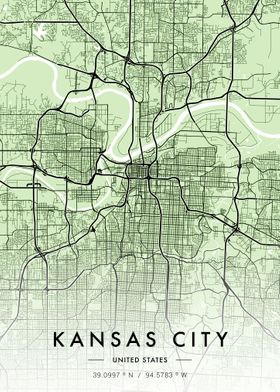 Kansas City Map Green