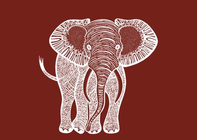 African Elephant Ink Art