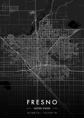 Fresno City Map Dark