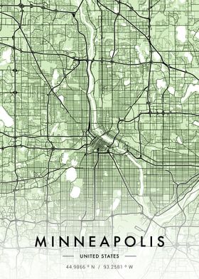 Minneapolis City Map Green