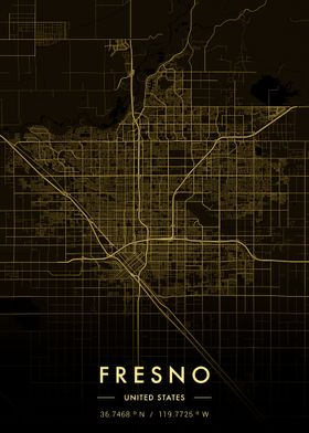 Fresno City Map Gold