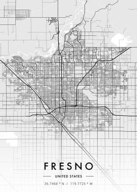 Fresno City Map White