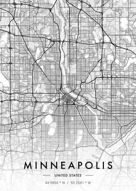 Minneapolis City Map White