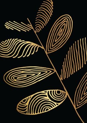 Gold Abstract Leaf Lines