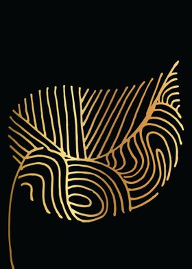 Gold Abstract Leaf Lines