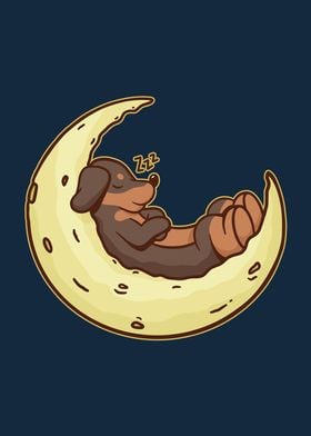 Sausage Dog Sleeping Moon