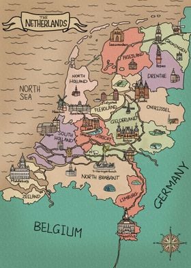 Vintage Colorful Map 