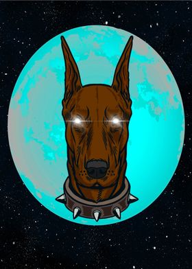 Doberman with laser eyes