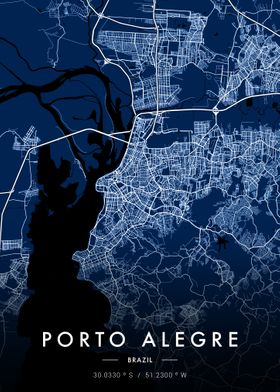 Porto Alegre City Map Blue