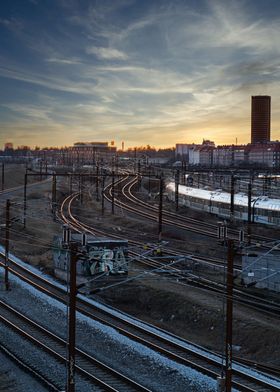 Railway in golden hour