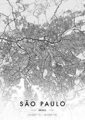 Sao Paulo City Map White