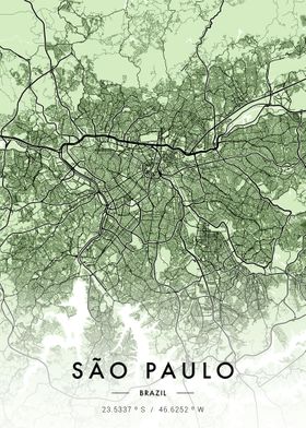 Sao Paulo City Map Green