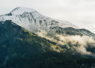 snow mountain fire cloud