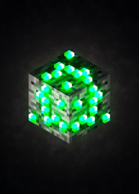 Cube Shiny Green Voxel Art