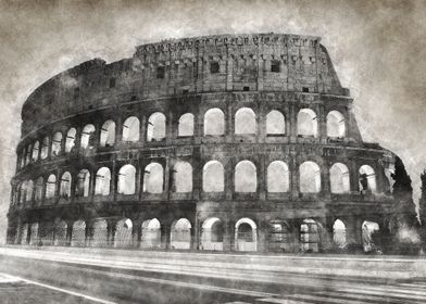 Sketch of Rome Colosseum 