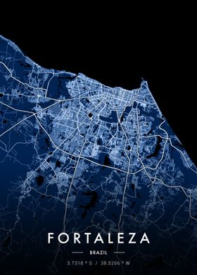 Fortaleza City Map Blue