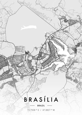 Brasilia City Map White