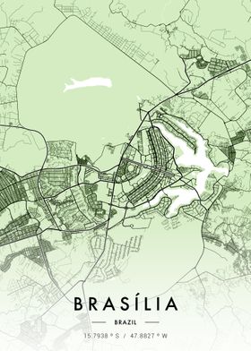 Brasilia City Map Green