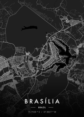 Brasilia City Map Dark