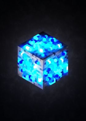 Cube Shiny Blue Voxel Art