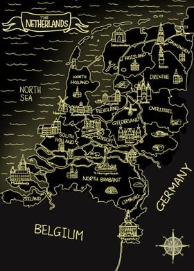 Glowing Netherlands Map
