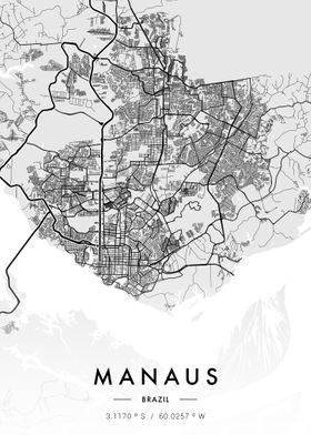 Manaus City Map White