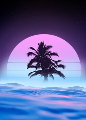 synthwave beach