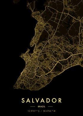 Salvador City Map Gold