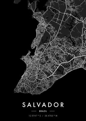 Salvador City Map Dark