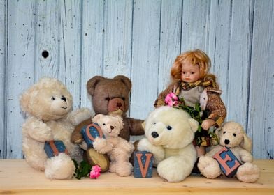 Teddy bears with doll