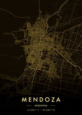 Mendoza City Map Gold