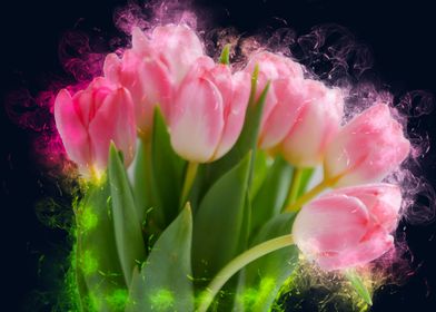 tulips pink flower smoke