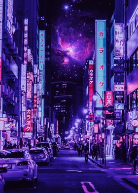 Neon Night City In Japan 