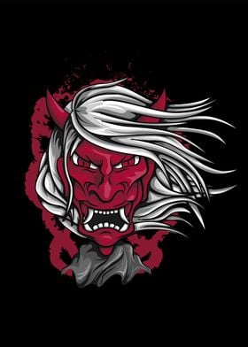 Hannya mask illustration