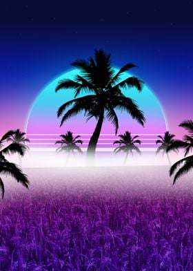 palm sunset synthwave 4