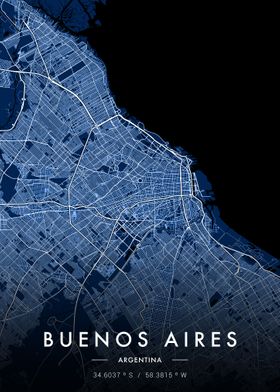 Buenos Aires City Map Blue