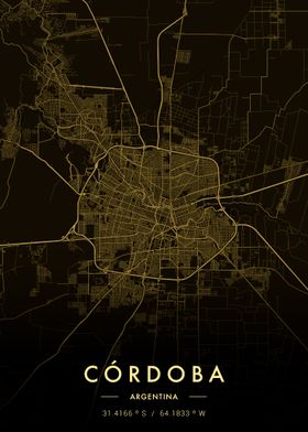 Cordoba City Map Gold