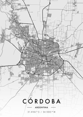 Cordoba City Map White