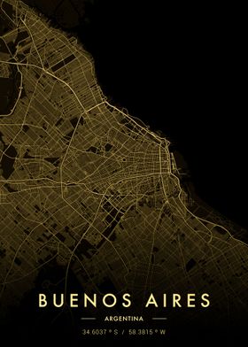 Buenos Aires City Map Gold