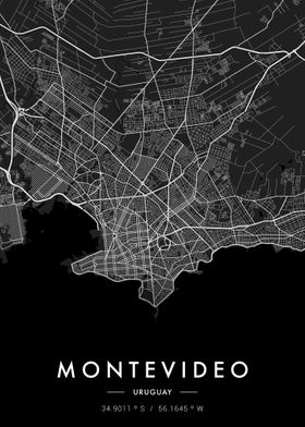 Montevideo City Map Dark