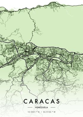 Caracas City Map Green