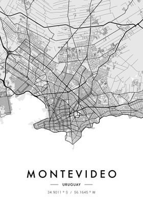 Montevideo City Map White