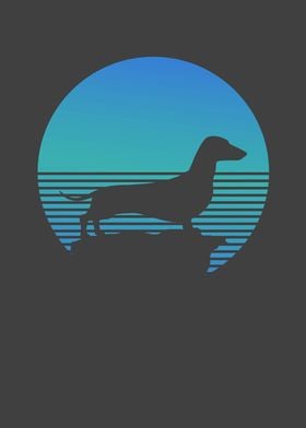 Retro Dachshund dog motif