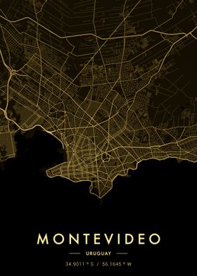 Montevideo City Map Gold