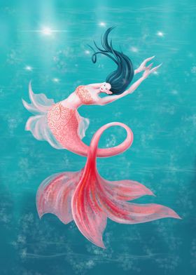 Beautiful Mermaid In Pink 