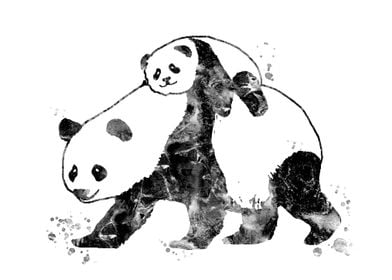 Panda With Baby Panda Poster By Rosaliasart Displate