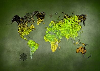 World map art green